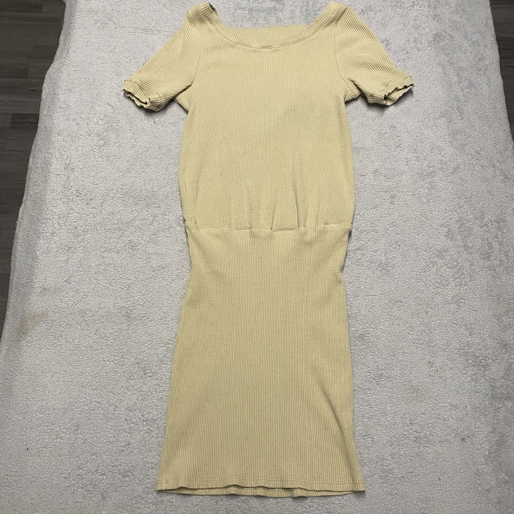 Free People FP Beach Happy Hour Dress Small Tan Ribbed Bodycon